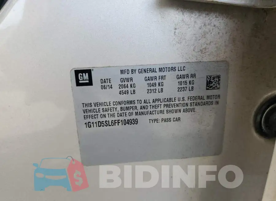 1G11D5SL6FF104939 Photo# 13