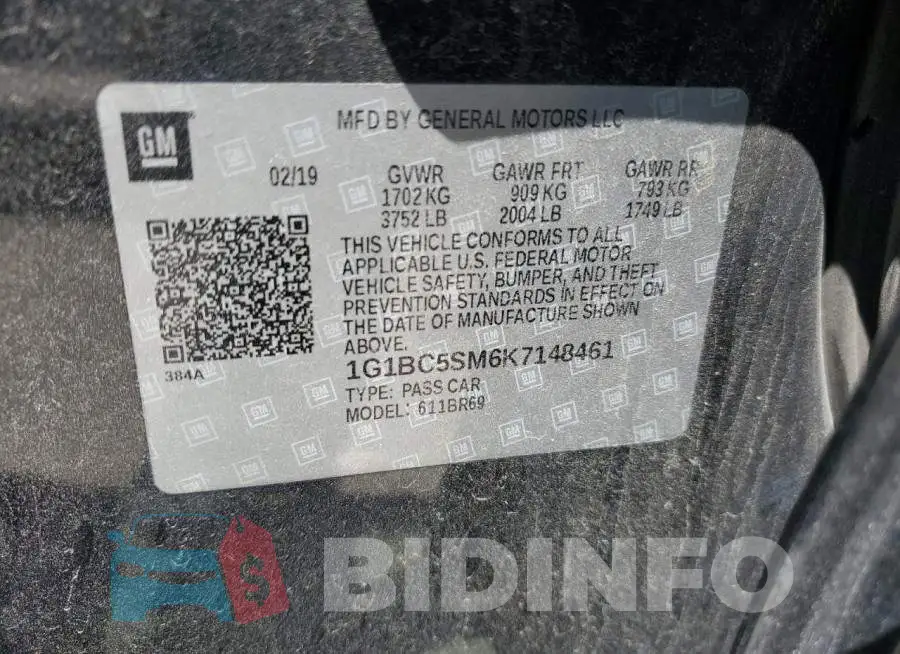 1G1BC5SM6K7148461 Photo# 12