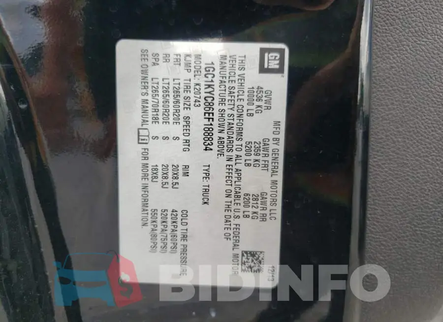 1GC1KYC86EF188834 Photo# 12