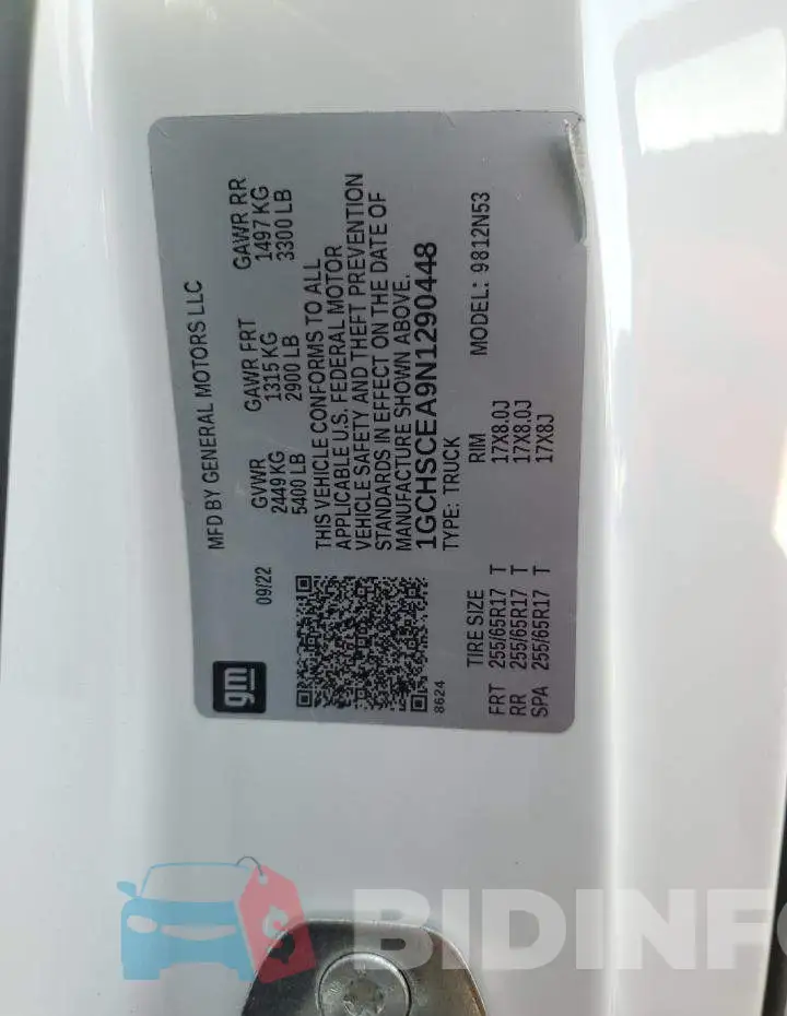 1GCHSCEA9N1290448 Photo# 12