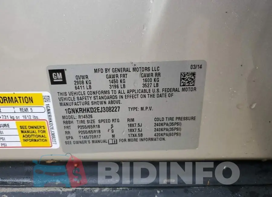 1GNKRHKD2EJ308227 Photo# 10