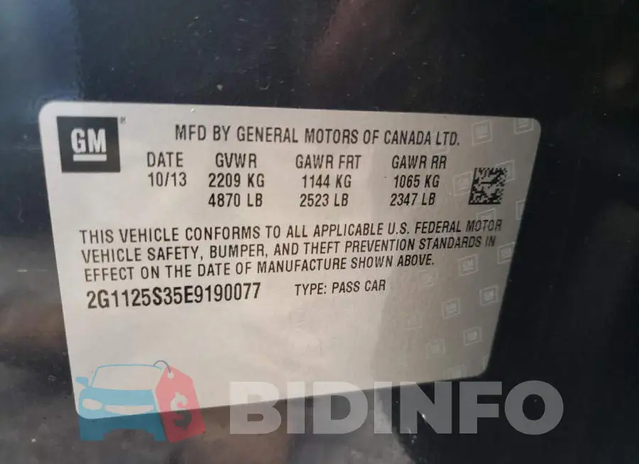 2G1125S35E9190077 Photo# 13