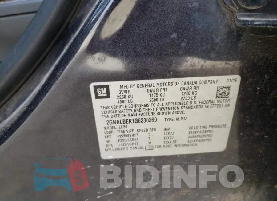 2GNALBEK1G6238269 Photo# 13