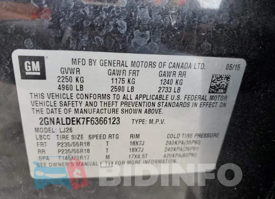 2GNALDEK7F6366123 Photo# 13