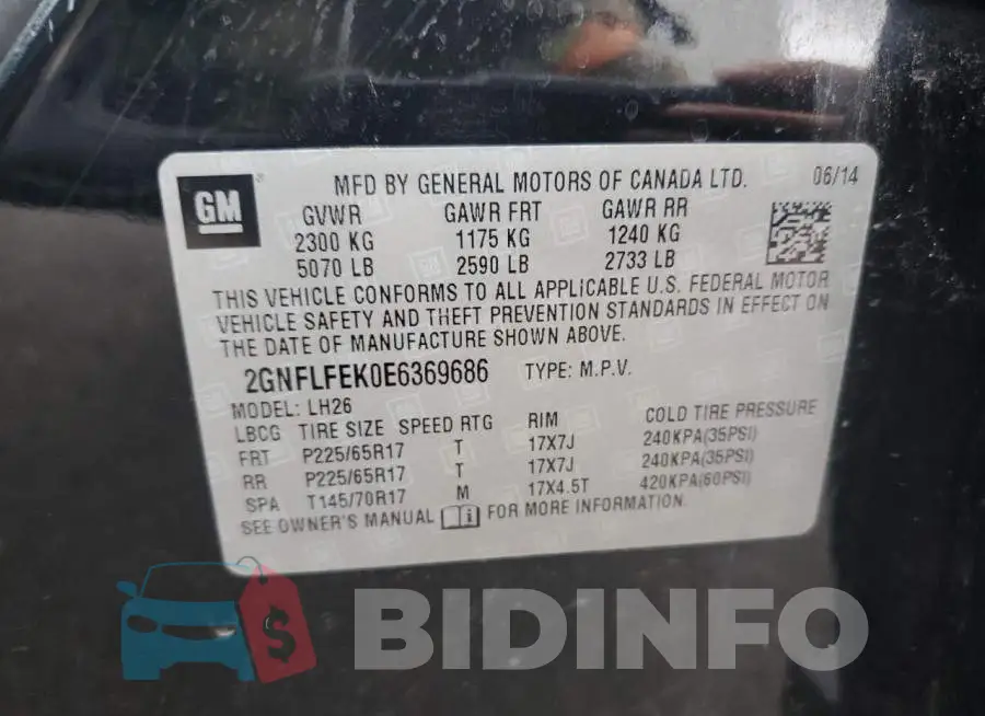 2GNFLFEK0E6369686 Photo# 12