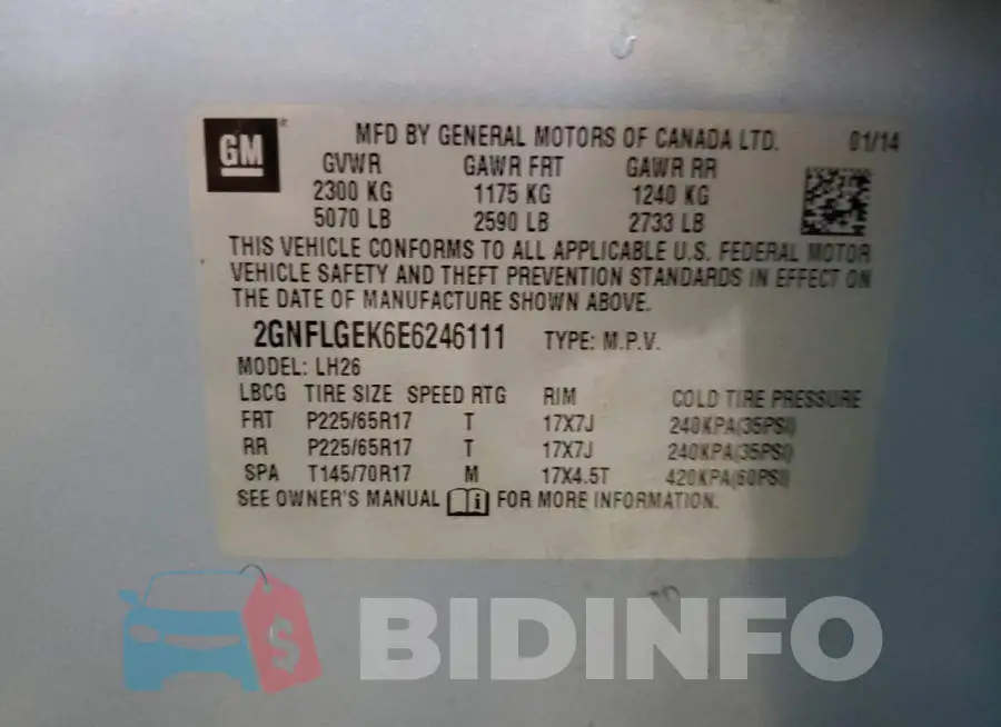 2GNFLGEK6E6246111 Photo# 13