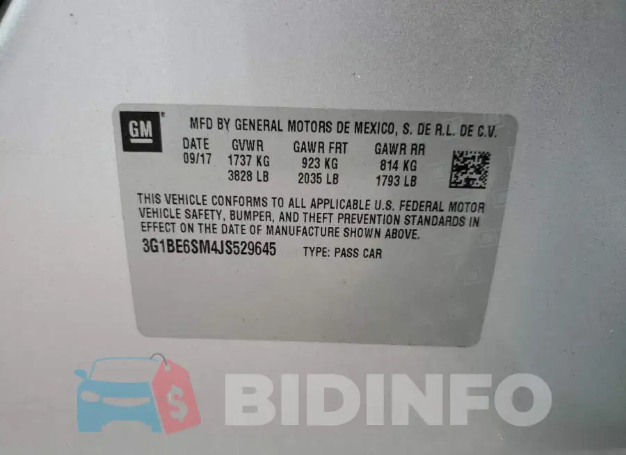 3G1BE6SM4JS529645 Photo# 12