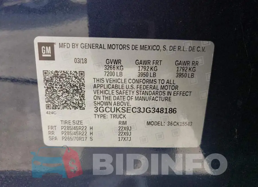 3GCUKSEC3JG348186 Photo# 13