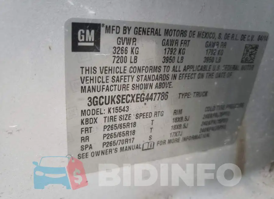 3GCUKSECXEG447786 Photo# 12