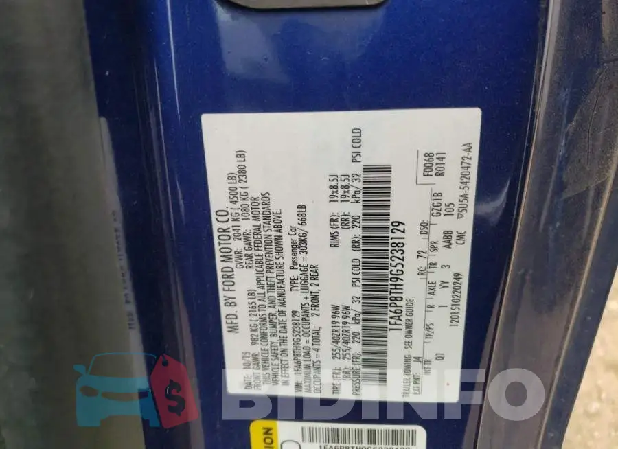 1FA6P8TH9G5238129 Photo# 12