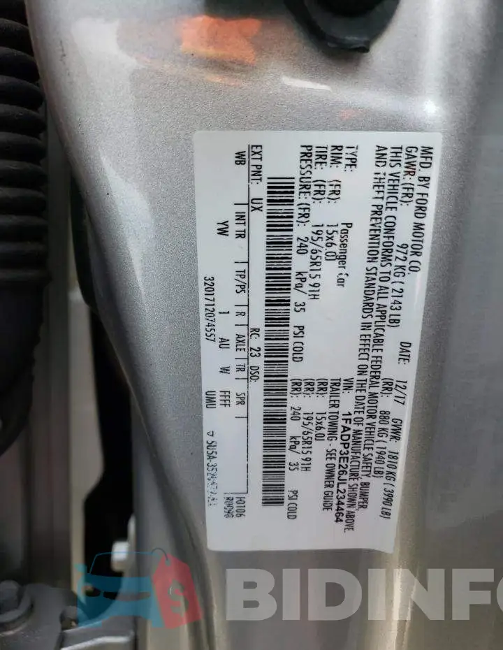 1FADP3E26JL234464 Photo# 12