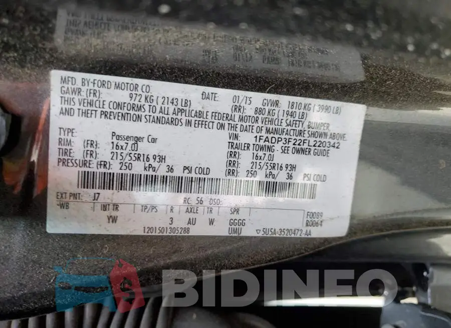 1FADP3F22FL220342 Photo# 12