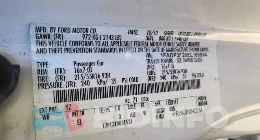 1FADP3F26EL185514 Photo# 10