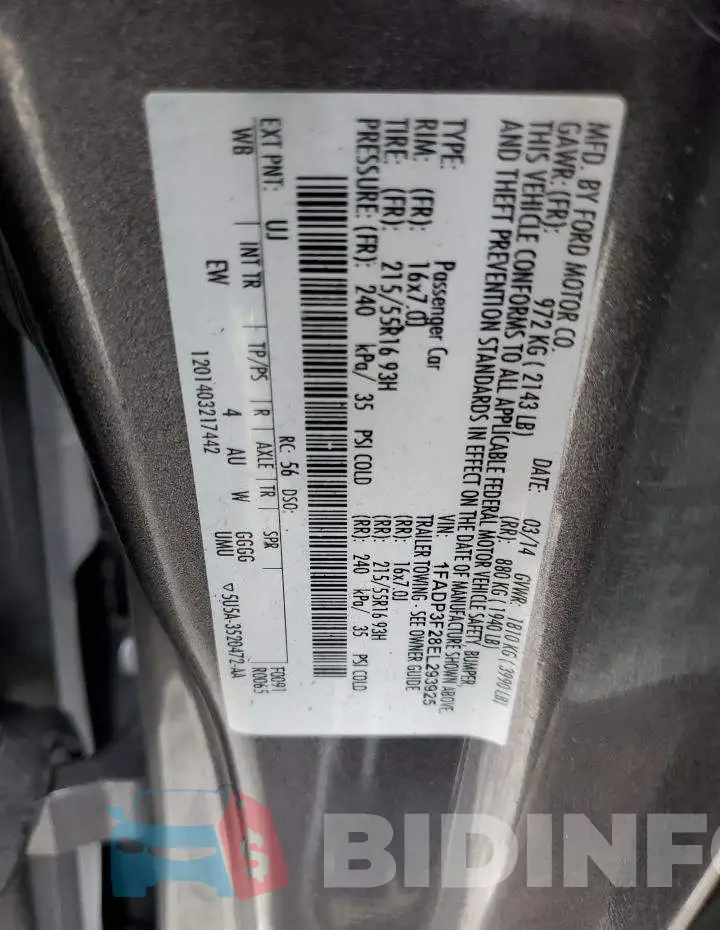 1FADP3F28EL293925 Photo# 12