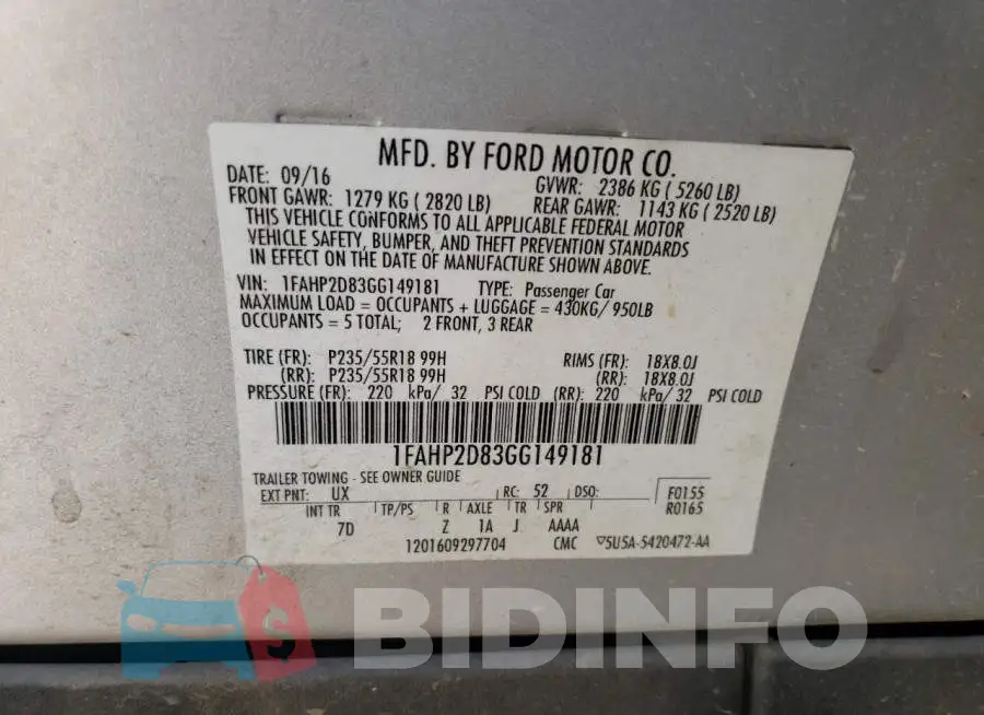 1FAHP2D83GG149181 Photo# 13