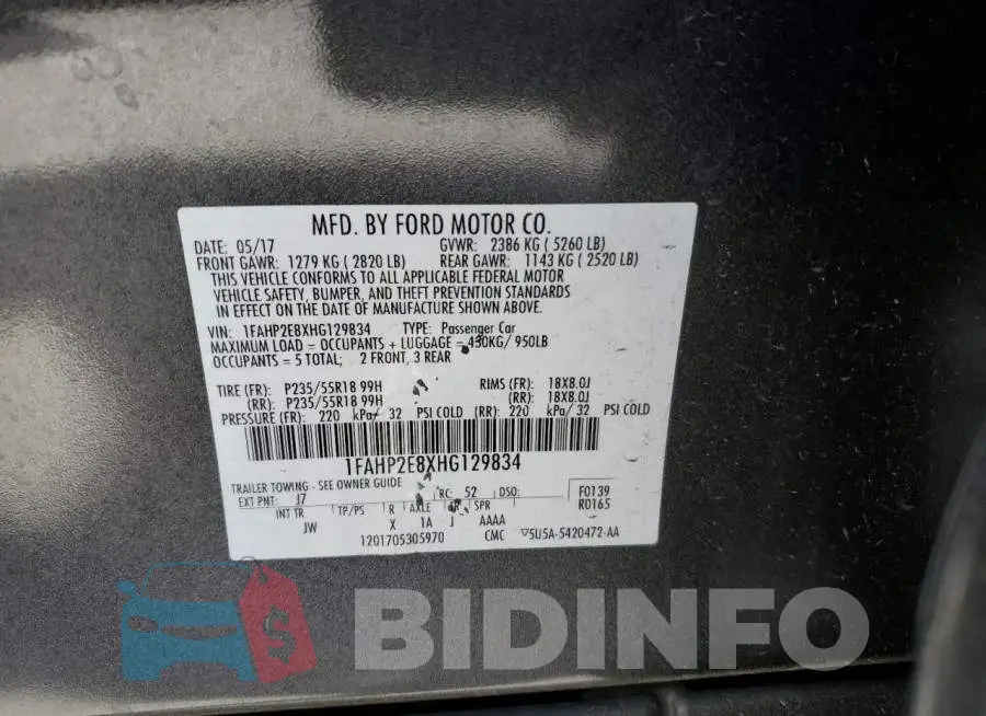 1FAHP2E8XHG129834 Photo# 12