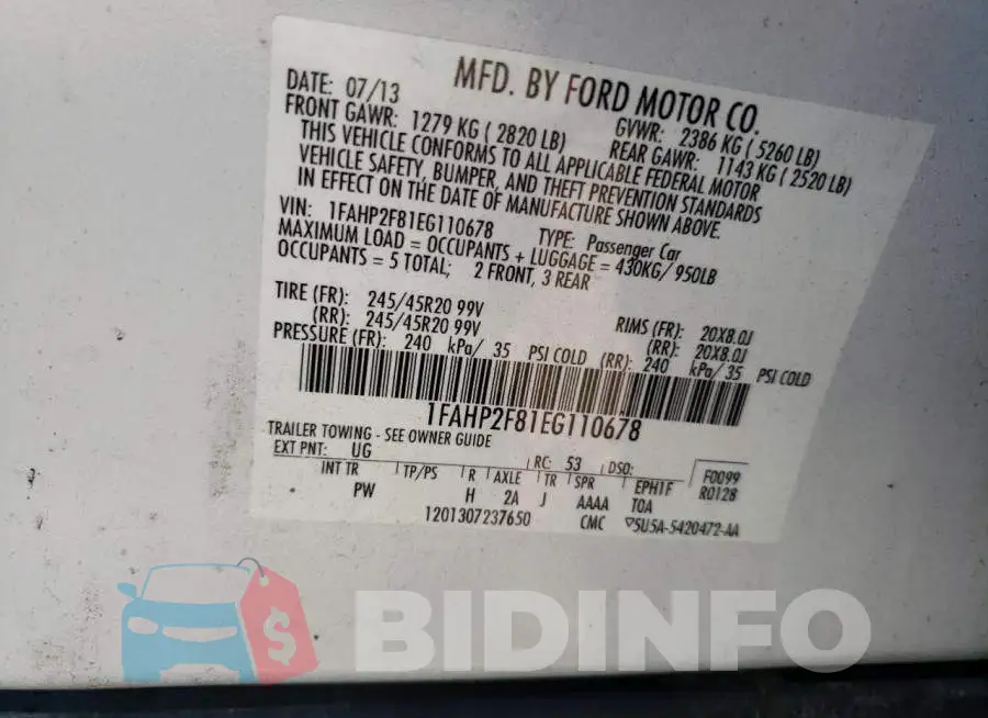 1FAHP2F81EG110678 Photo# 12