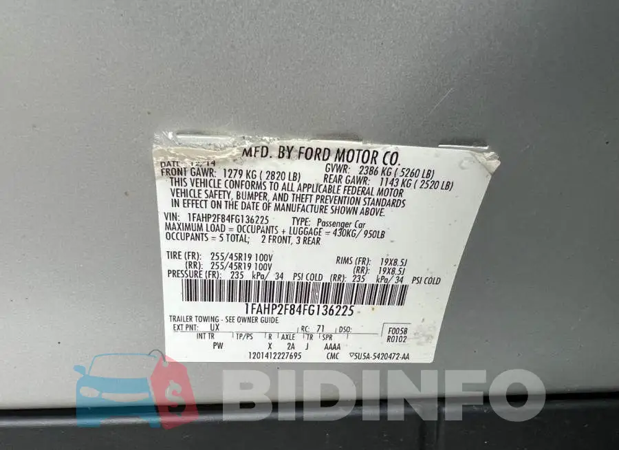 1FAHP2F84FG136225 Photo# 10