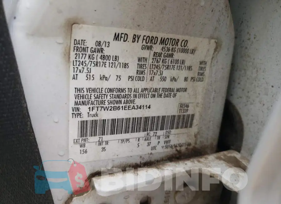1FT7W2B61EEA34114 Photo# 12