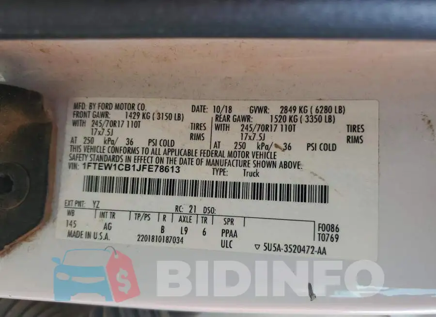 1FTEW1CB1JFE78613 Photo# 12