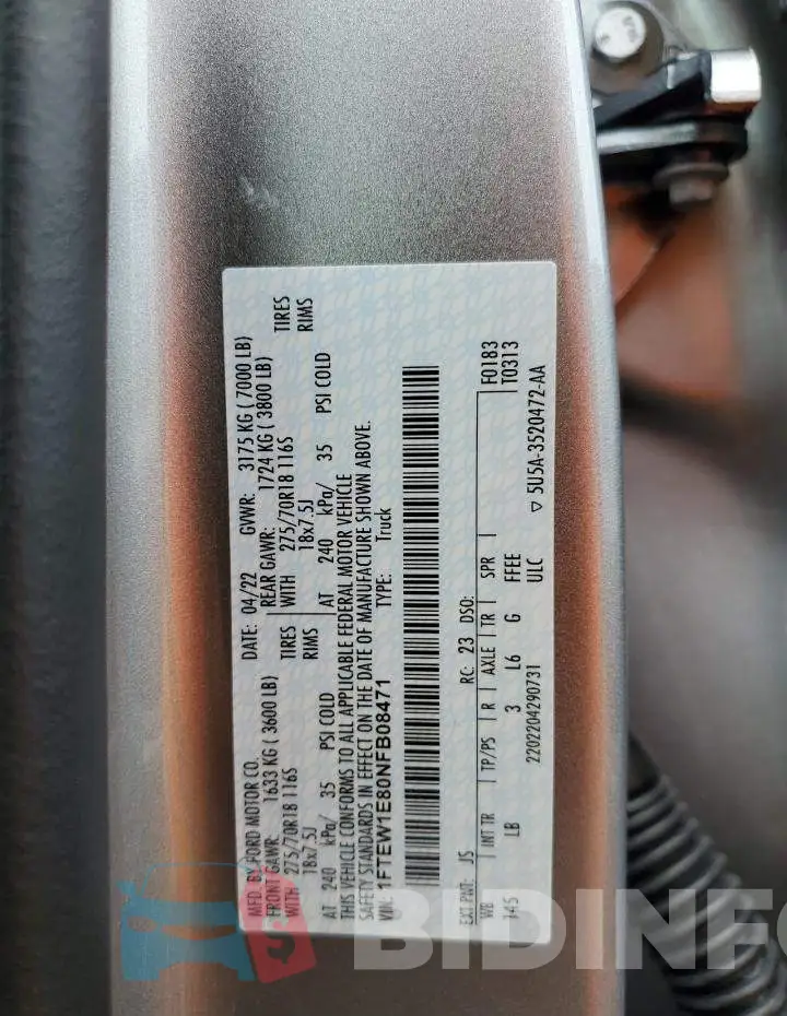 1FTEW1E80NFB08471 Photo# 12