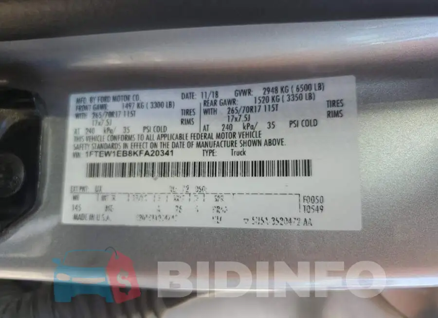 1FTEW1EB8KFA20341 Photo# 12