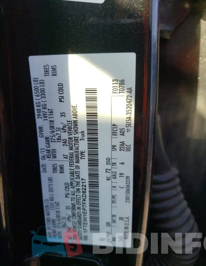 1FTEW1EP7FKD82217 Photo# 12