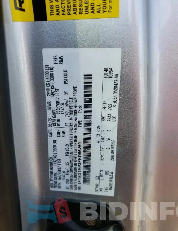 1FTEX1EP3FKD86259 Photo# 12