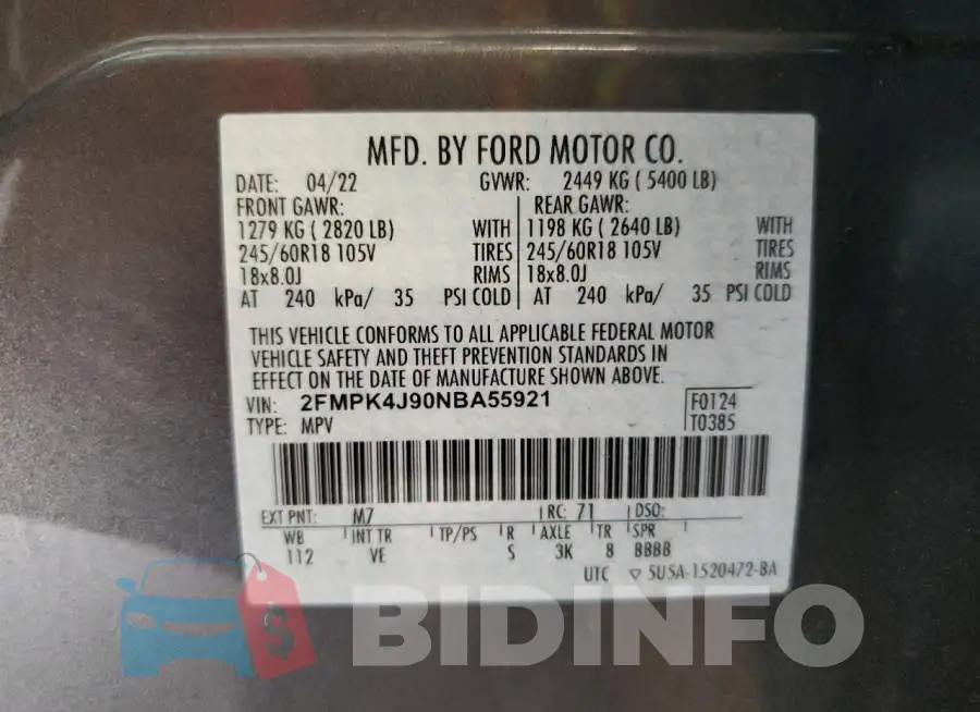 2FMPK4J90NBA55921 Photo# 14