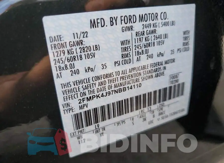2FMPK4J97NBB14110 Photo# 13