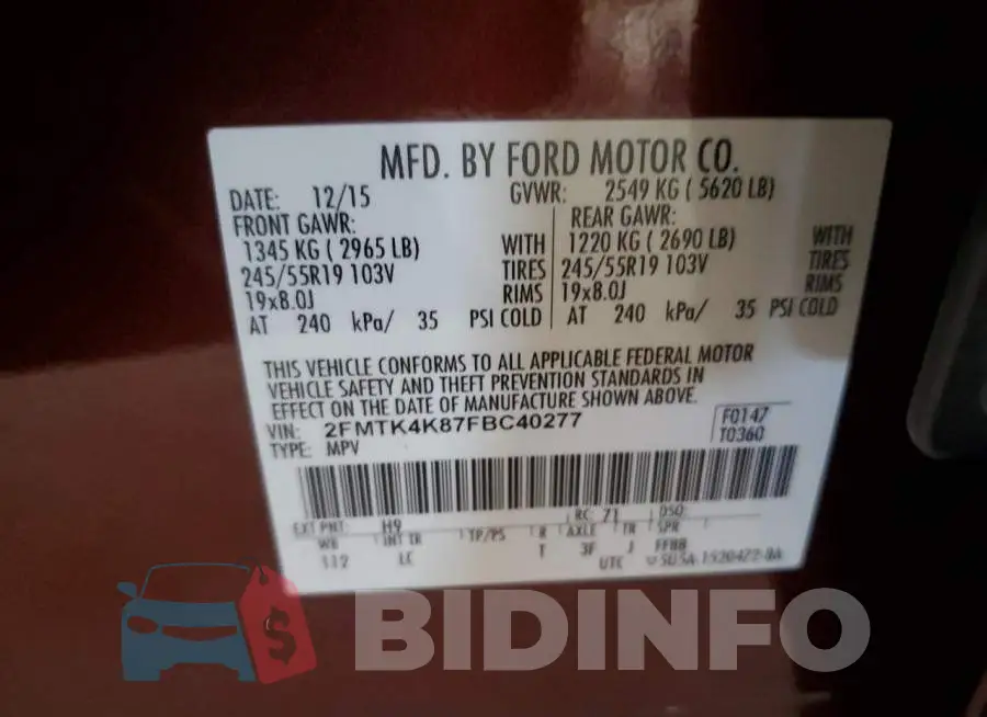 2FMTK4K87FBC40277 Photo# 12