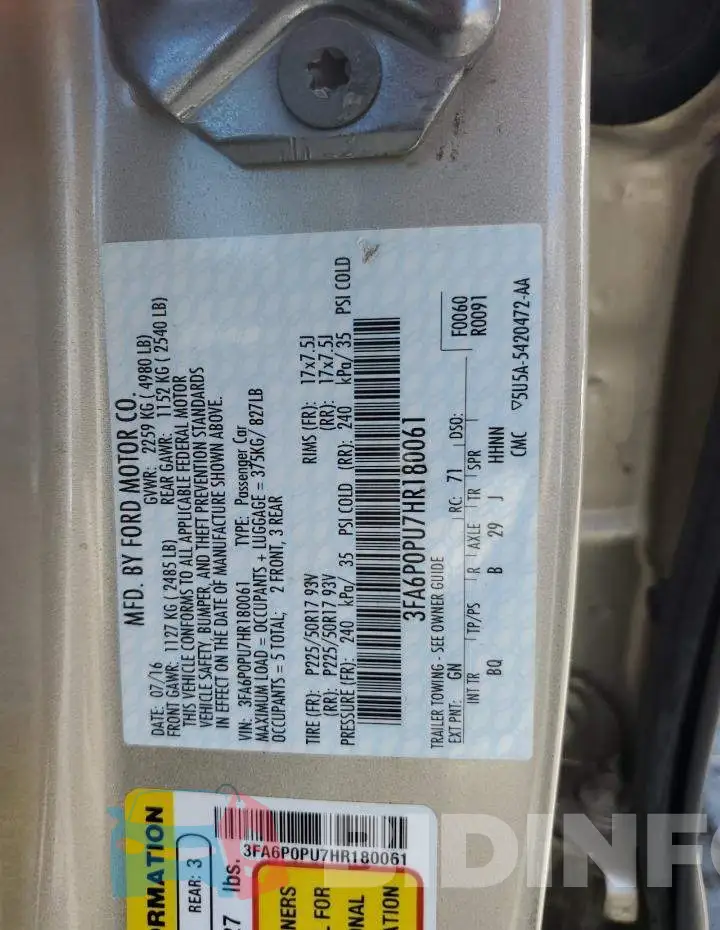 3FA6P0PU7HR180061 Photo# 12
