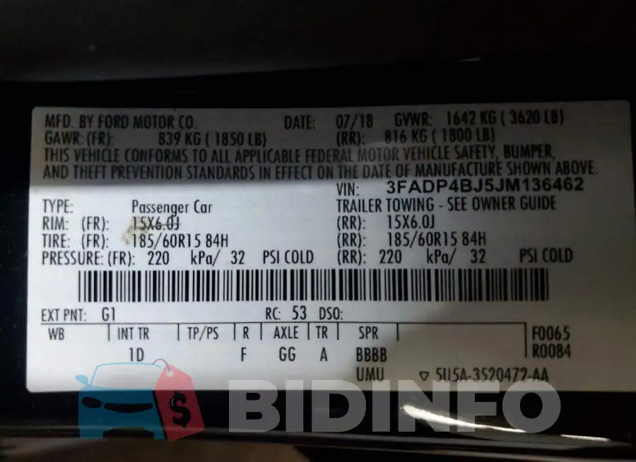 3FADP4BJ5JM136462 Photo# 12
