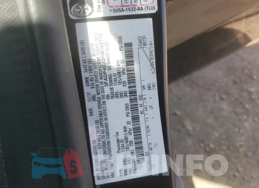 3FADP4EJ2HM169716 Photo# 12