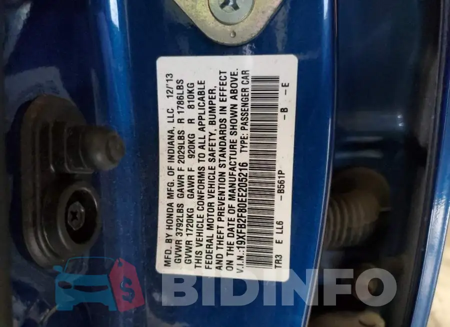 19XFB2F80EE205216 Photo# 12