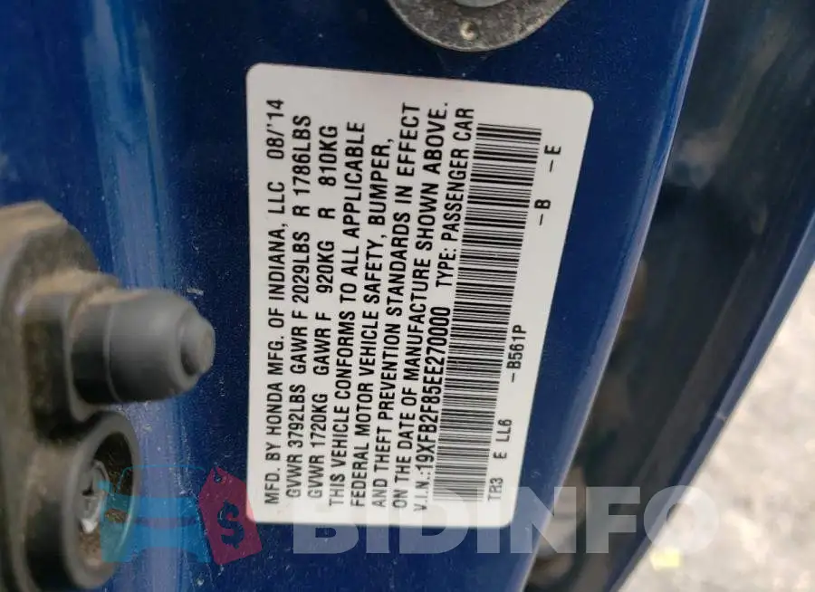 19XFB2F85EE270000 Photo# 12