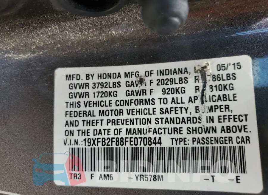 19XFB2F88FE070844 Photo# 12