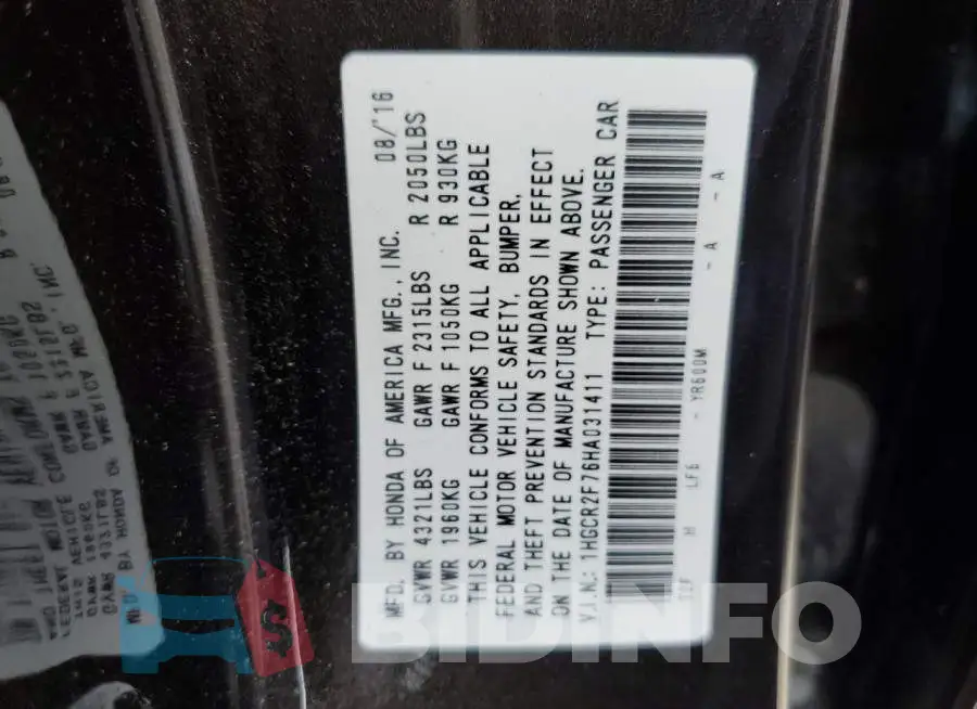 1HGCR2F76HA031411 Photo# 12