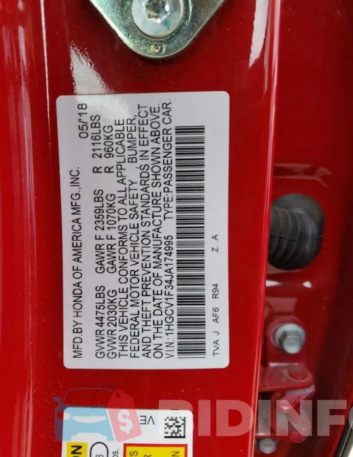 1HGCV1F34JA174995 Photo# 13