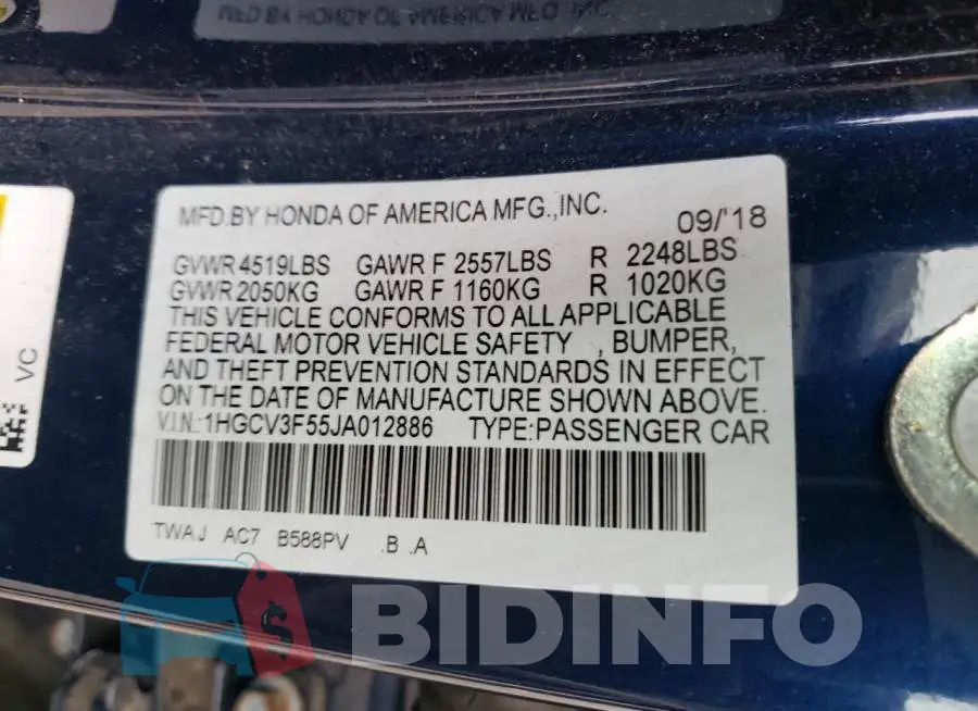 1HGCV3F55JA012886 Photo# 12