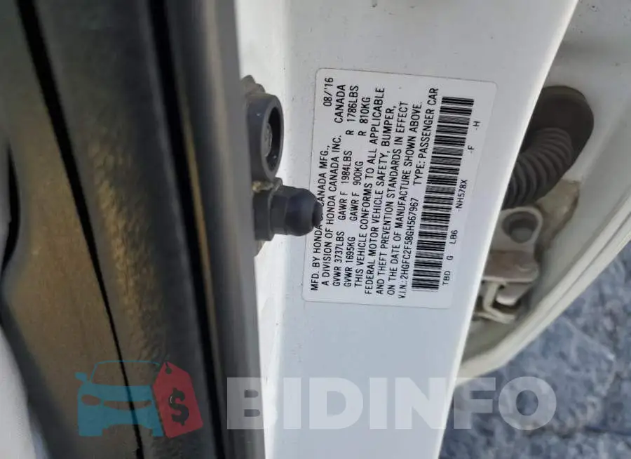 2HGFC2F58GH567967 Photo# 12