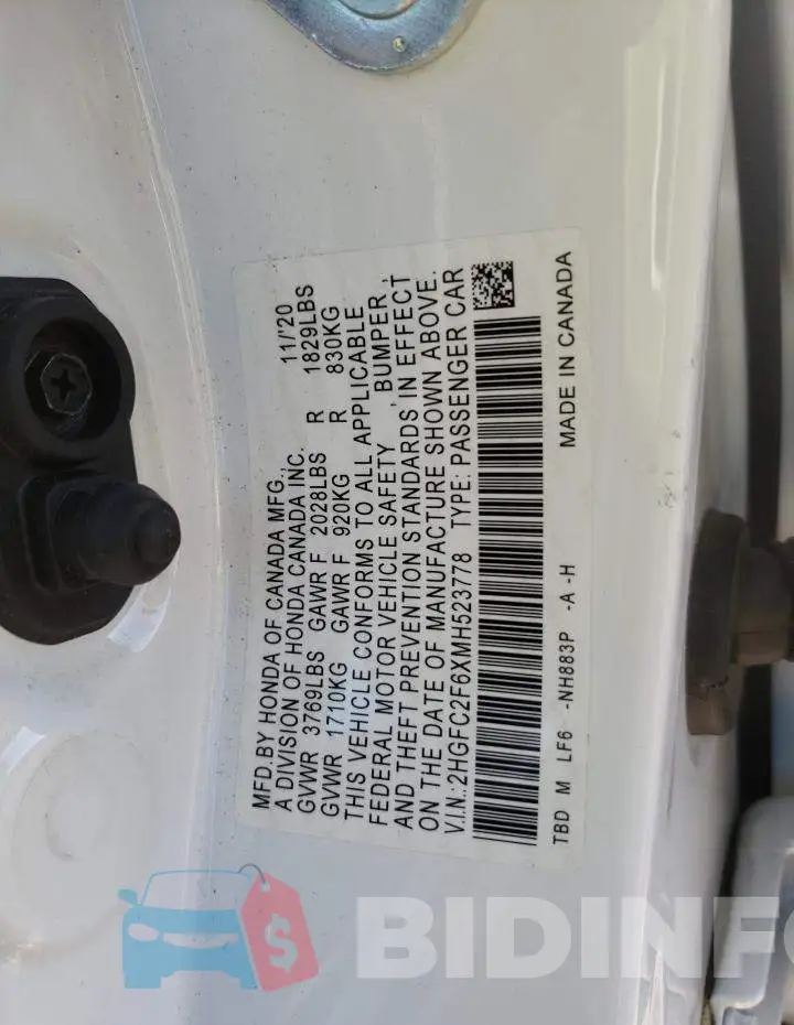 2HGFC2F6XMH523778 Photo# 13