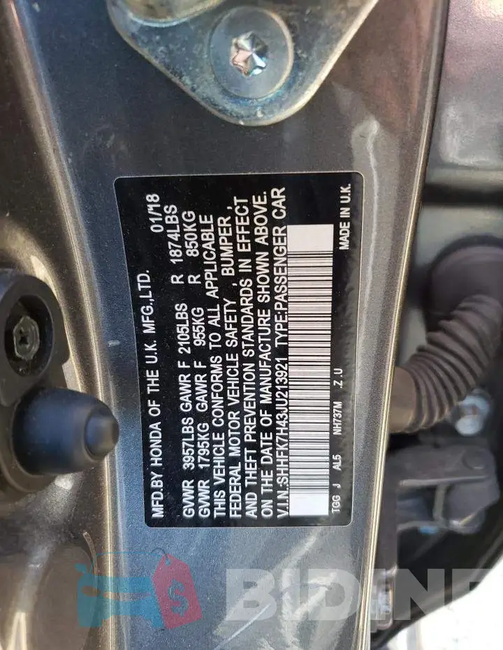 SHHFK7H43JU213921 Photo# 13