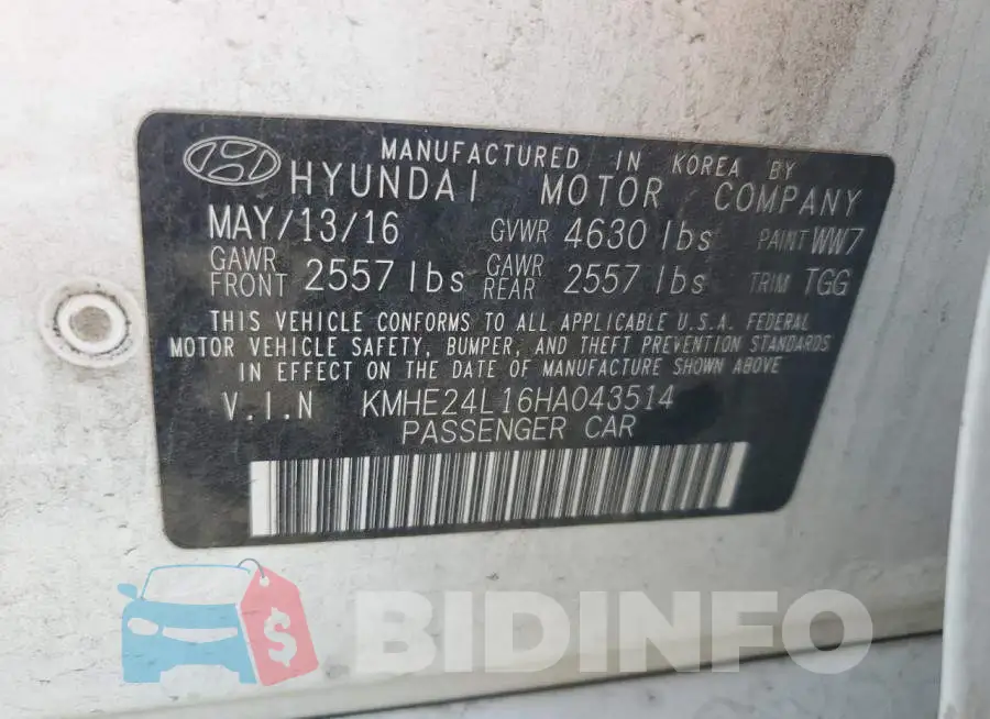 KMHE24L16HA043514 Photo# 12