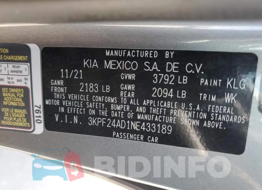 3KPF24AD1NE433189 Photo# 13