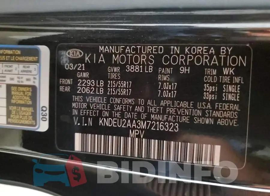 KNDEU2AA3M7216323 Photo# 13