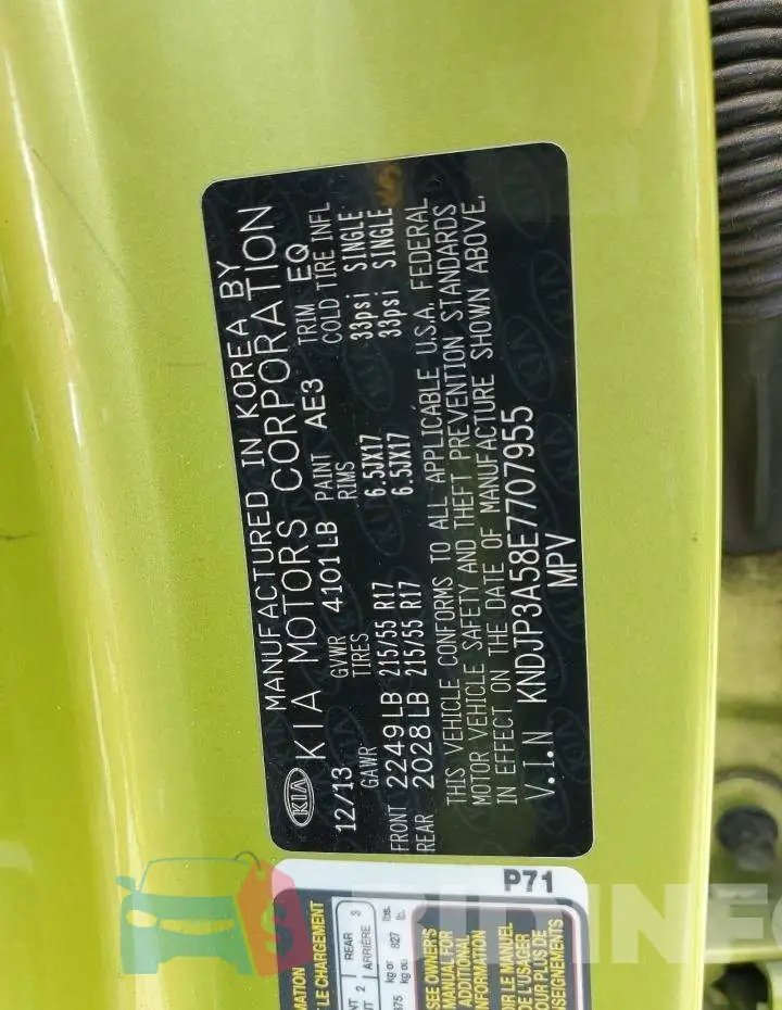 KNDJP3A58E7707955 Photo# 12