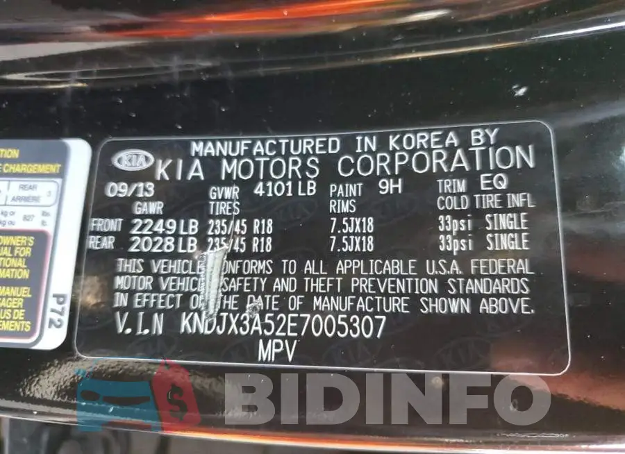 KNDJX3A52E7005307 Photo# 13