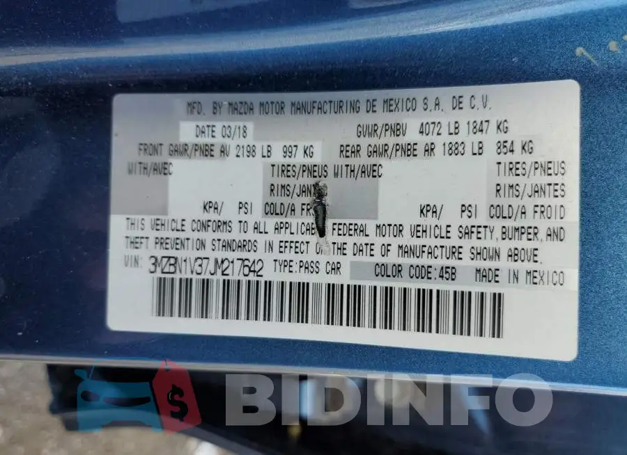 3MZBN1V37JM217642 Photo# 12