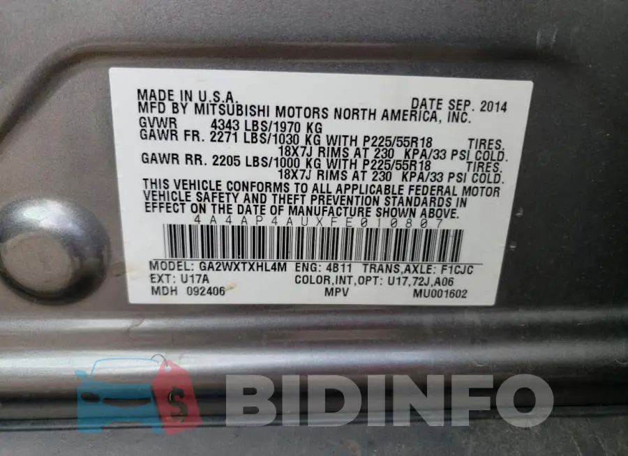4A4AP4AUXFE010807 Photo# 13